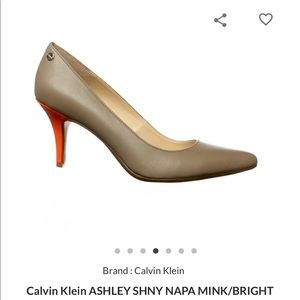Calvin Klein ASHLEY MINK/BR ORANGE LEATHER PUMP